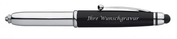 LED Touchpen Kugelschreiber mit Gravur / Farbe: silber-schwarz