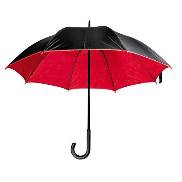 Luxuriöser Regenschirm / mit doppelter Bespannung / Farbe: schwarz-rot