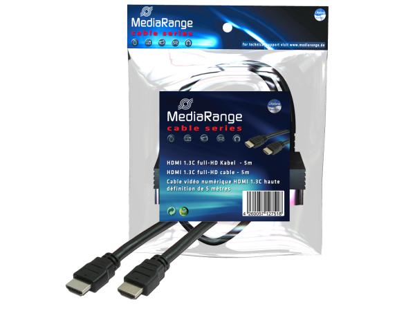 MediaRange HDMI Kabel 5,0m mit Gold Connector 1.3