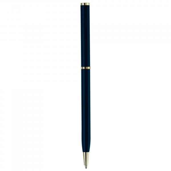 Metal-Kugelschreiber "slim" / mit goldfarbige Teile / Farbe: blau