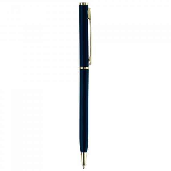 Metal-Kugelschreiber "slim" / mit goldfarbige Teile / Farbe: blau