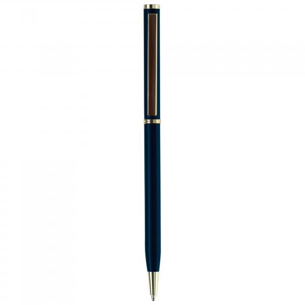 Metal-Kugelschreiber "slim" / mit goldfarbige Teile / Farbe: blau