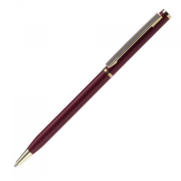 Metal-Kugelschreiber "slim" / mit goldfarbige Teile / Farbe: rot
