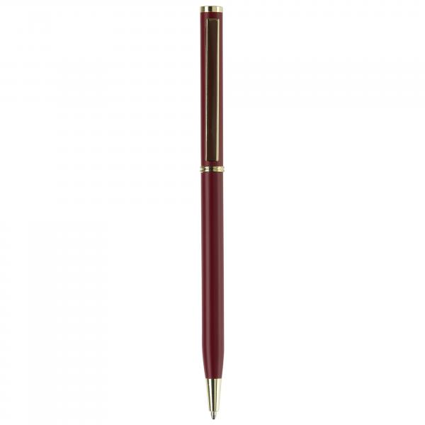 Metal-Kugelschreiber "slim" / mit goldfarbige Teile / Farbe: rot