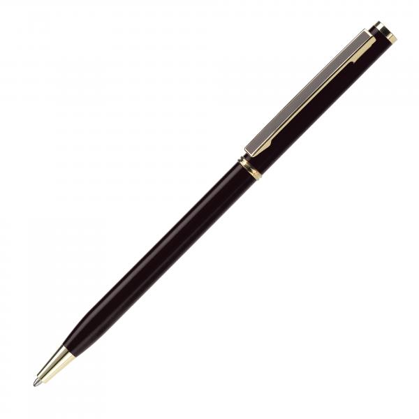 Metal-Kugelschreiber "slim" / mit goldfarbige Teile / Farbe: schwarz