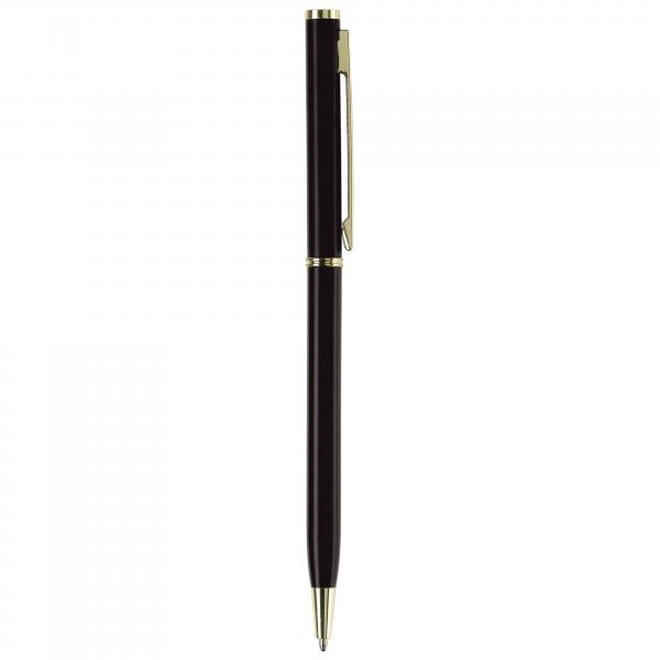 Metal-Kugelschreiber "slim" / mit goldfarbige Teile / Farbe: schwarz