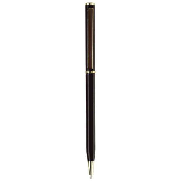 Metal-Kugelschreiber "slim" / mit goldfarbige Teile / Farbe: schwarz