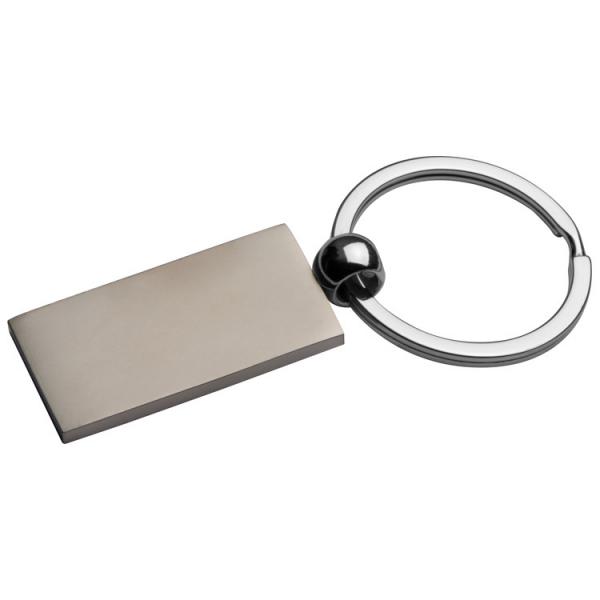 Metall-Schlüsselanhänger / rechteckig / verchromt / mit Schlüsselring