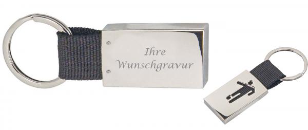 Metall-Schlüsselanhänger "Fußball" mit Gravur / mit trendigem Nylonband