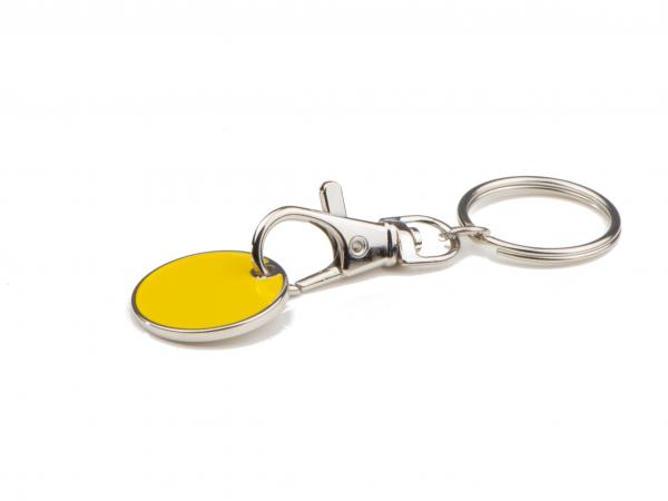 Metall Schlüsselanhänger mit Einkaufschip / Farbe: gelb