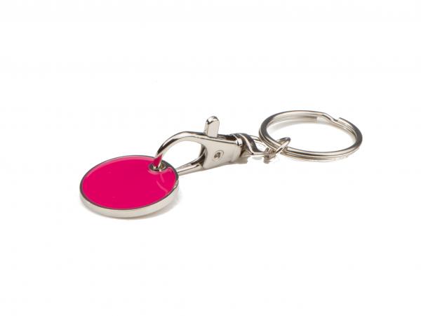 Metall Schlüsselanhänger mit Einkaufschip / Farbe: pink