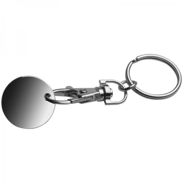 Metall Schlüsselanhänger mit Einkaufschip / Farbe: schwarz