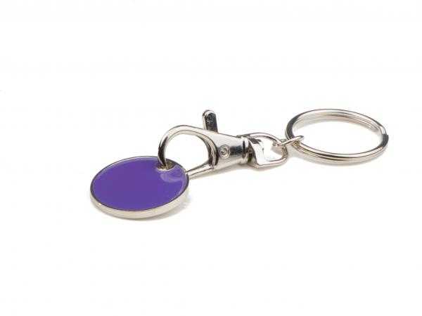 Metall Schlüsselanhänger mit Einkaufschip / Farbe: violett