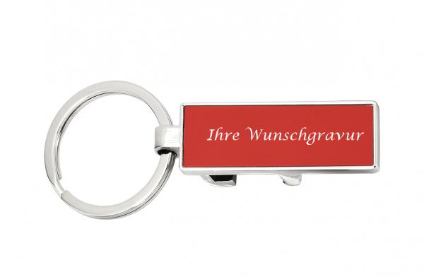 Metall-Schlüsselanhänger mit Gravur / mit Flaschenöffner / Farbe: rot