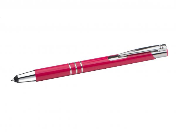 Metall Schreibset / Touchpen Kugelschreiber + Kugelschreiber / fuchsienrot