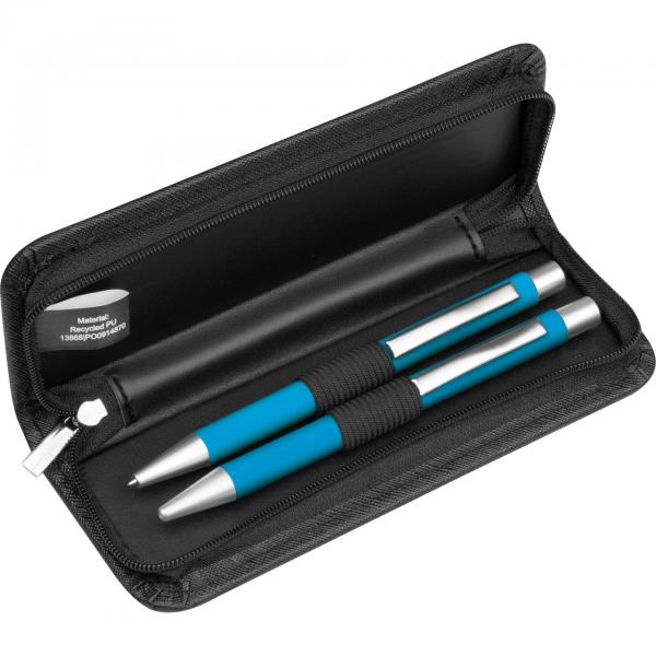 Metall-Schreibset mit Gravur / Kugelschreiber und Bleistift / Farbe: hellblau
