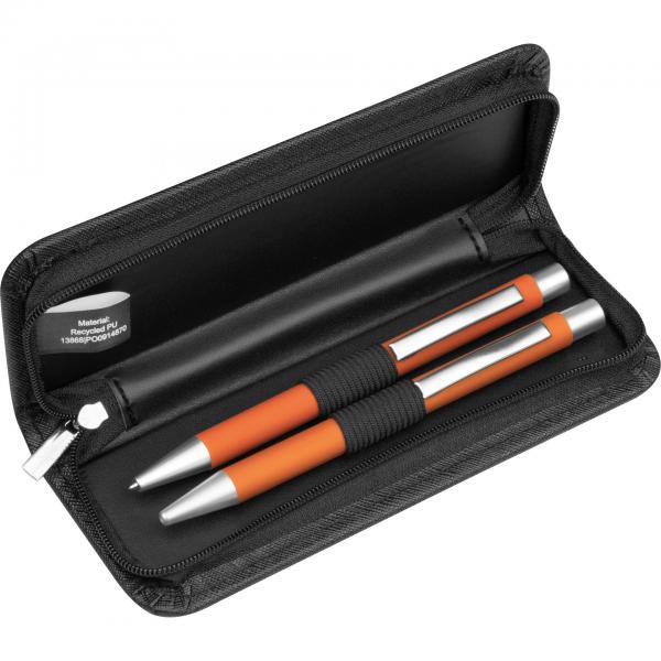 Metall-Schreibset mit Gravur / mit Kugelschreiber und Bleistift / Farbe: orange