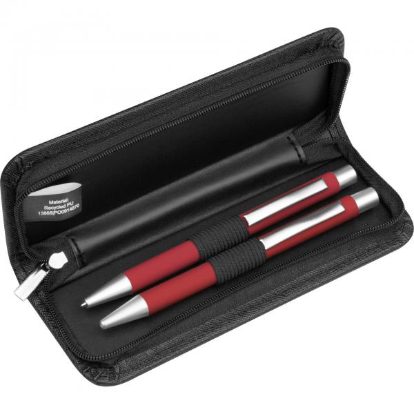Metall-Schreibset mit Gravur / mit Kugelschreiber und Bleistift / Farbe: rot