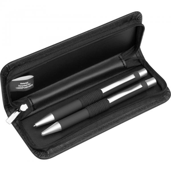 Metall-Schreibset mit Gravur / mit Kugelschreiber und Bleistift / Farbe: schwarz