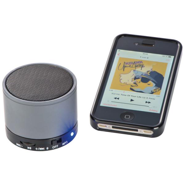 Mini Bluetooth Lautsprecher mit USB-Anschluss / Farbe: grau/silbergrau