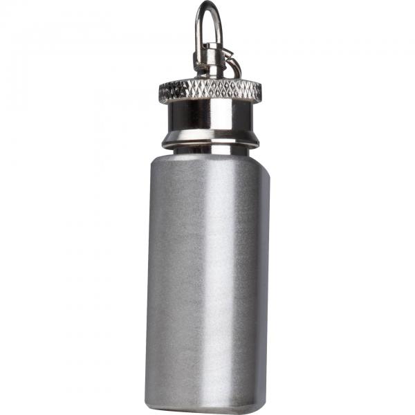 Mini Flachmann mit Schlüsselanhänger mit Gravur / aus Edelstahl / 30 ml
