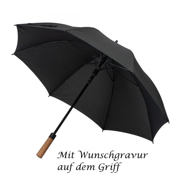 MoLu Regenschirm Saint Barth mit Gravur / Griff aus Akazienholz / Farbe schwarz
