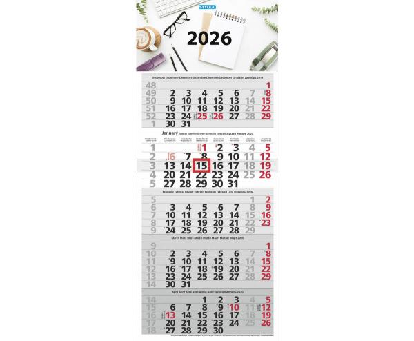 Monatskalender 2026 / 5-Monatskalender / Bürokalender / Wandkalender