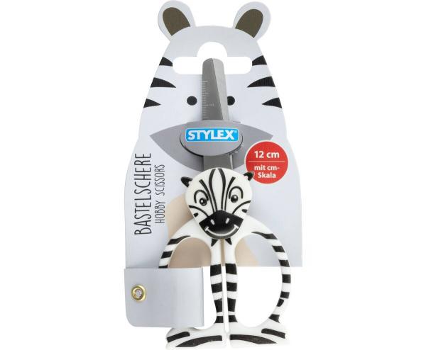 Motiv-Kinderschere / Bastelschere / abgerundeten Spitzen / 12 cm / "Zebra"