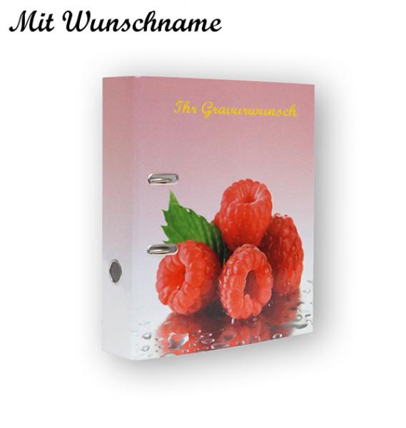 Motivordner mit Namensgravur - DIN A4 - 8cm Rückenbreite - "Himbeeren"