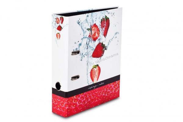 Motivordner mit silbergefärbter Gravur "Livepac Fruits"  / DIN A4 / "Erdbeere"