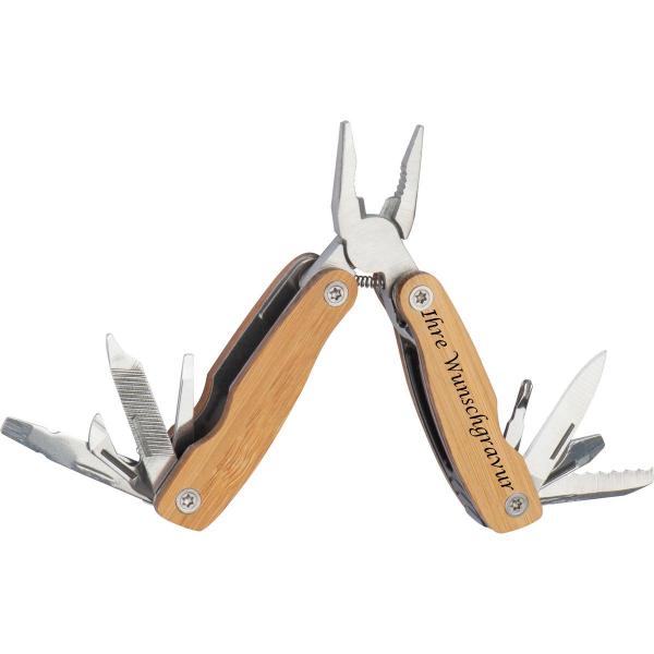 Multitool aus Bambus mit Gravur / Taschenmesser