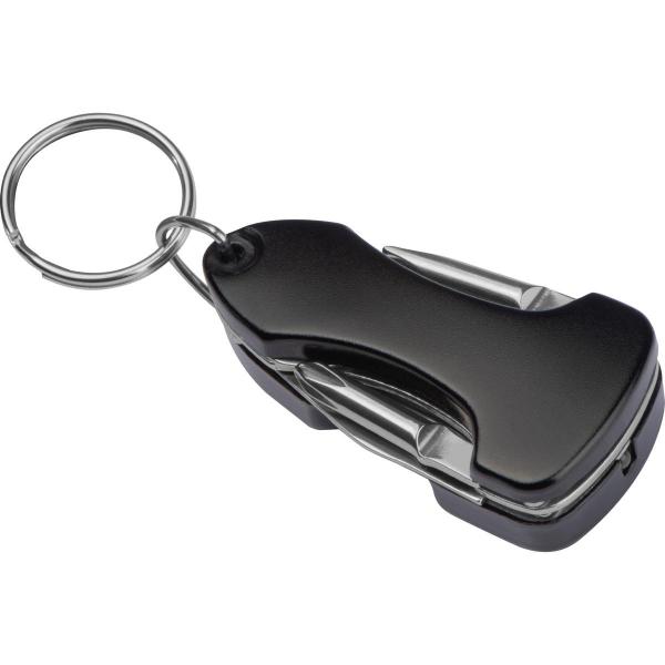 Multitool mit Gravur / mit LED und Schlüsselanhänger / Taschenmesser / schwarz