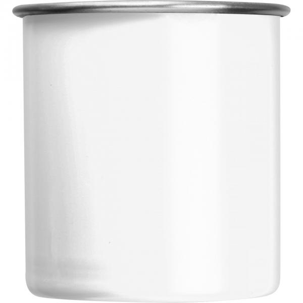 Nostalgische Stahltasse mit Gravur / Kaffeetasse / 350 ml / Farbe: weiß