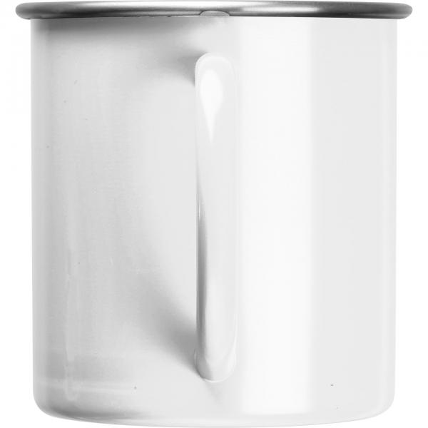 Nostalgische Stahltasse mit Gravur / Kaffeetasse / 350 ml / Farbe: weiß