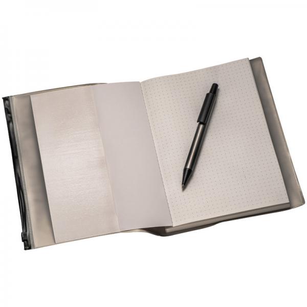 Notizbuch / DIN A5 / 160 gepunktete Seiten + Metall-Kugelschreiber + PVC-Hülle