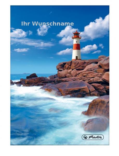 Notizbuch / Kladde A5 / 96Bl. kariert / "Leuchtturm" mit silber gefärbter Gravur