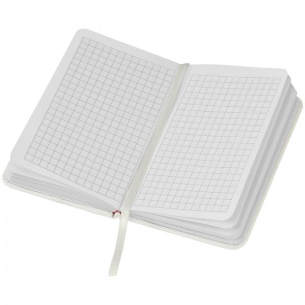 Notizbuch + Kugelschreiber mit Gravur / DIN A6 / 160 S. kariert / Farbe: weiß
