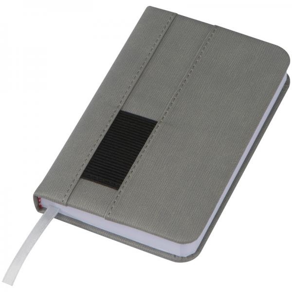 Notizbuch + Kugelschreiber mit Namensgravur - A6 - 160 S. kariert - Farbe: grau