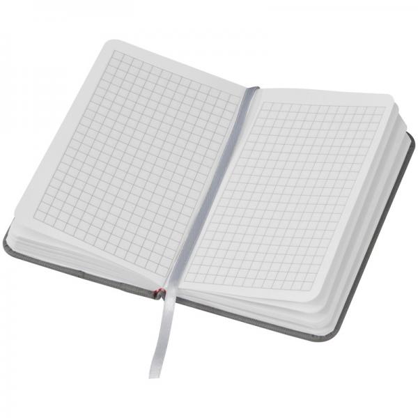 Notizbuch + Kugelschreiber mit Namensgravur - A6 - 160 S. kariert - Farbe: grau