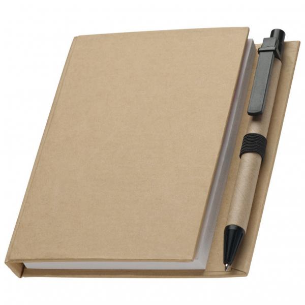 Notizbuch mit 200 Blankoseiten + Haftnotizen + Markierstreifen + Kugelschreiber