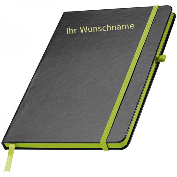 Notizbuch mit Gravur / A5 / 160 S. / liniert / PU Hardcover / Farbe: apfelgrün