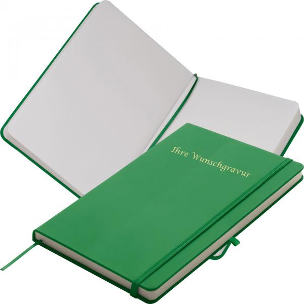Notizbuch mit Gravur / DIN A5 / 160 S. / blanko / PU Hardcover / Farbe: grün