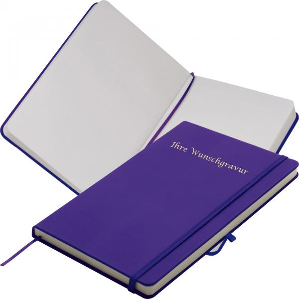 Notizbuch mit Gravur / DIN A5 / 160 S. / blanko / PU Hardcover / Farbe: violett