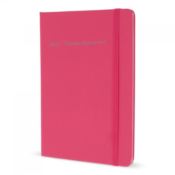Notizbuch mit Gravur / DIN A5 / 192 S. / liniert / PU Hardcover / Farbe: pink