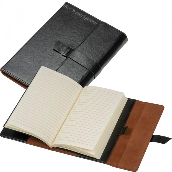 Notizbuch mit Gravur / DIN A5 / mit 160 linierten Seiten / Farbe: schwarz