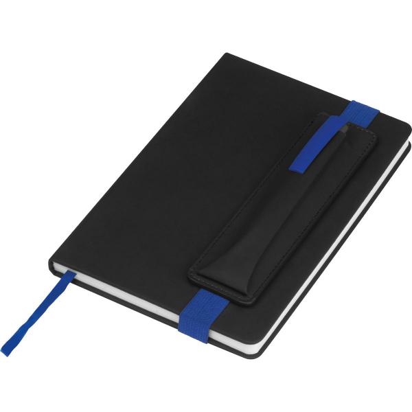 Notizbuch mit Gravur / DIN A5 / mit PU-Einband / liniert / Farbe: schwarz-blau
