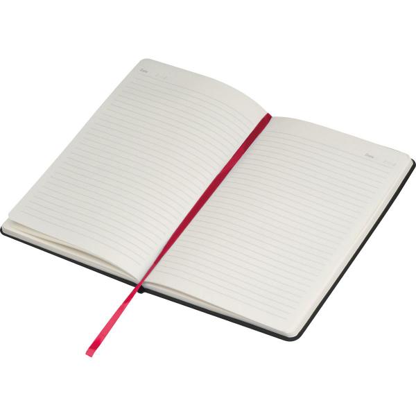 Notizbuch mit Gravur / DIN A5 / mit PU-Einband / liniert / Farbe: schwarz-rot