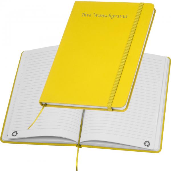 Notizbuch mit Gravur / DIN A5 / Umschlag aus PU / 160 Seiten / Farbe: gelb
