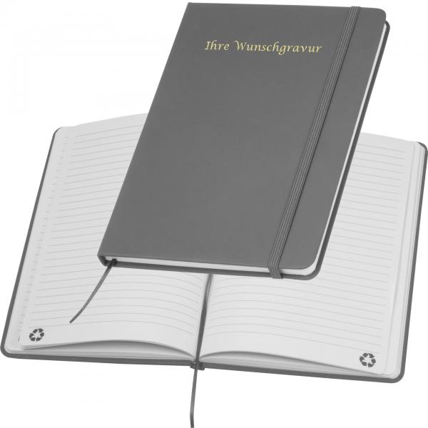 Notizbuch mit Gravur / DIN A5 / Umschlag aus PU / 160 Seiten / Farbe: grau