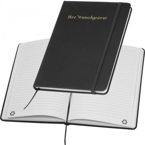Notizbuch mit Gravur / DIN A5 / Umschlag aus PU / 160 Seiten / Farbe: schwarz